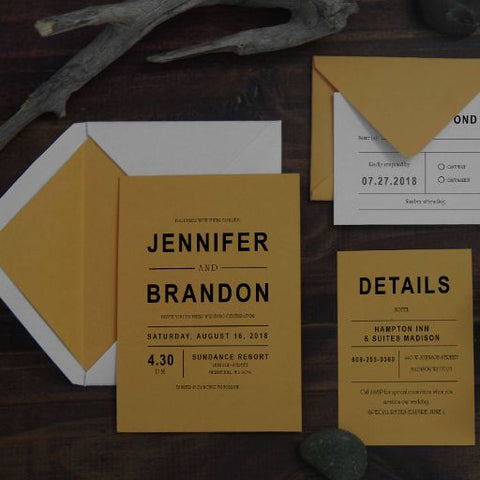 Vibrant Yellow Typography Lettering Invitation Suite 34 - Luxury Elegant Wedding Invitations | Invite Suite | Sweet Dates Prints