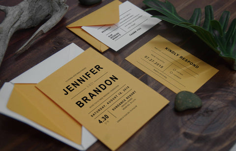 Vibrant Yellow Typography Lettering Invitation Suite 34 - Luxury Elegant Wedding Invitations | Invite Suite | Sweet Dates Prints