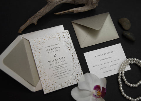 Glittery Wedding Invites | Polka Dot Invitation | Sweet Dates Prints