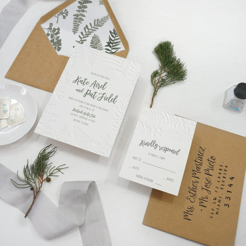 Green Wedding Invitation | Woodland Invitation | Sweet Dates Prints