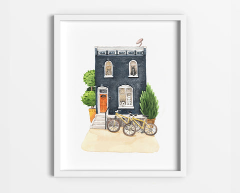 Watercolor House Painting | First Home Gift | Sweet Dates Prints