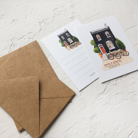 House Illustration Change of Address Card, Set of 50 A6 Cards with Envelopes - House Warming Invitation Card | House Address Card| Sweet Dates Prints