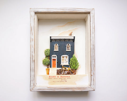 Custom Clay House Miniature, Framed Clay House Replica, House Warming Gift, Home Moving Gift, First Home Gift, Realtor Closing Gift, Gift For New House | Custom Clay House Miniature | Sweet Dates Prints