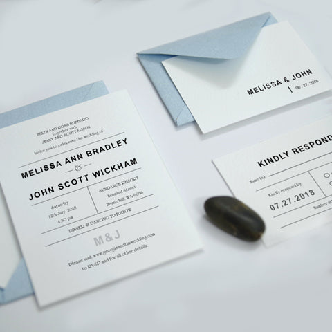 Blind Letterpress Wedding Invitation | Sample | Sweet Dates Prints