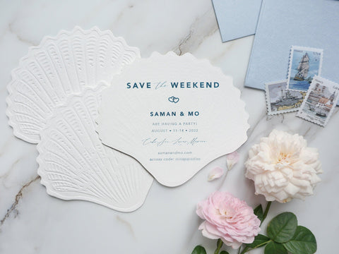 Blue Wedding Invitations | Coastal Invitation | Sweet Dates Prints